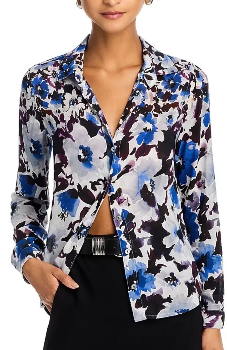 Bella Dahl Shirt SZ Small NWT Button Winter Floral Classic Long Sleeve Blouse